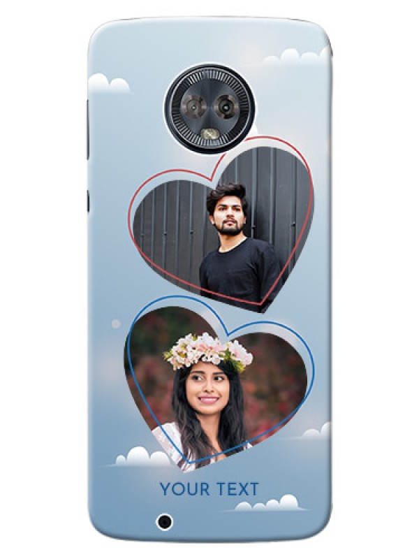Custom Motorola Moto G6 couple heart frames with sky backdrop Design