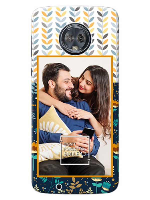 Custom Motorola Moto G6 seamless and floral pattern design with smile quote Design