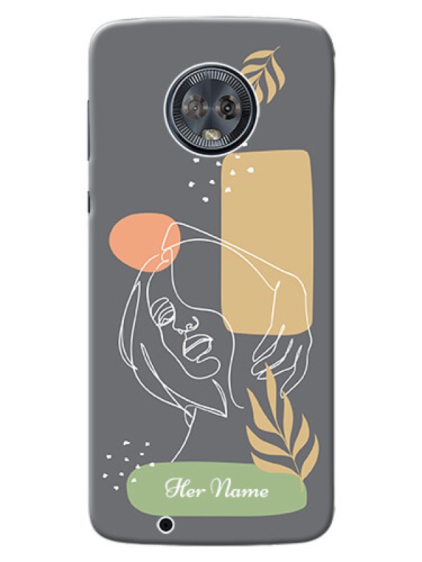 Custom Moto G6 Phone Back Covers: Gazing Woman line art Design