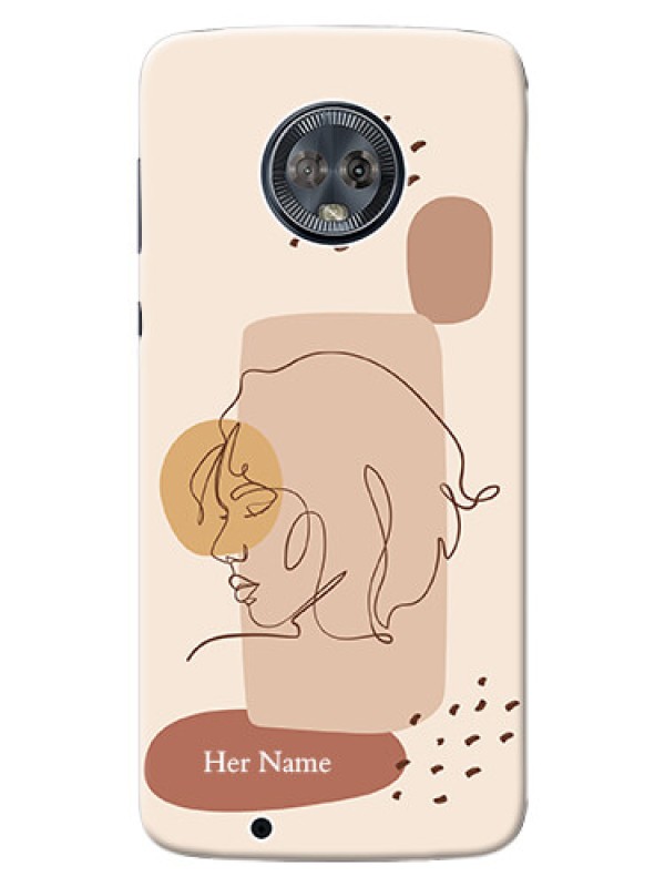Custom Moto G6 Custom Phone Covers: Calm Woman line art Design