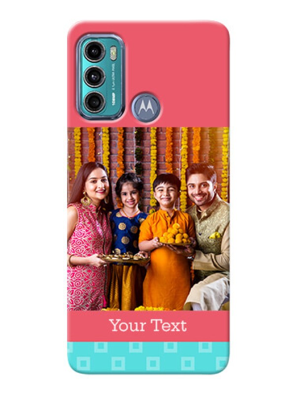 Custom Moto G60 Mobile Back Covers: Peach & Blue Color Design