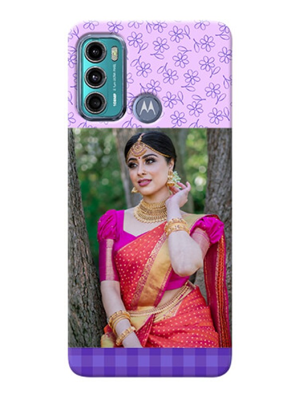 Custom Moto G60 Mobile Cases: Purple Floral Design