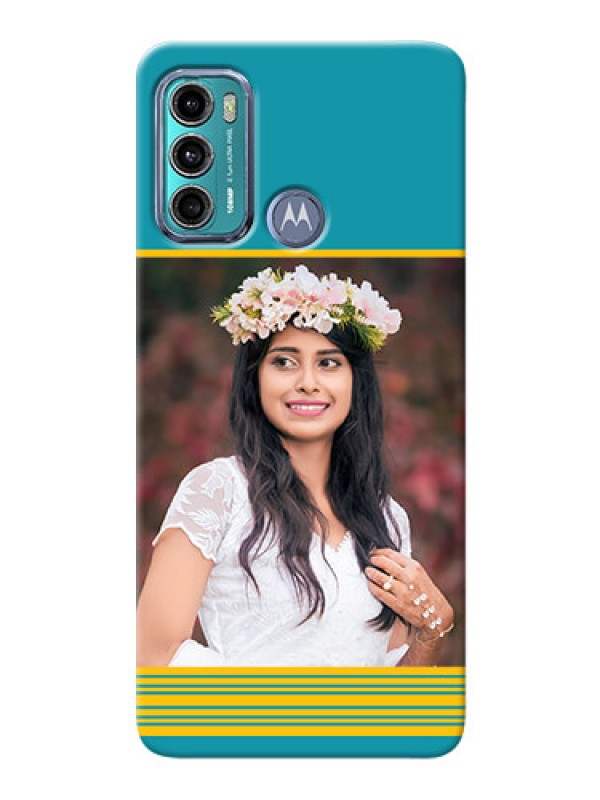 Custom Moto G60 personalized phone covers: Yellow & Blue Design 
