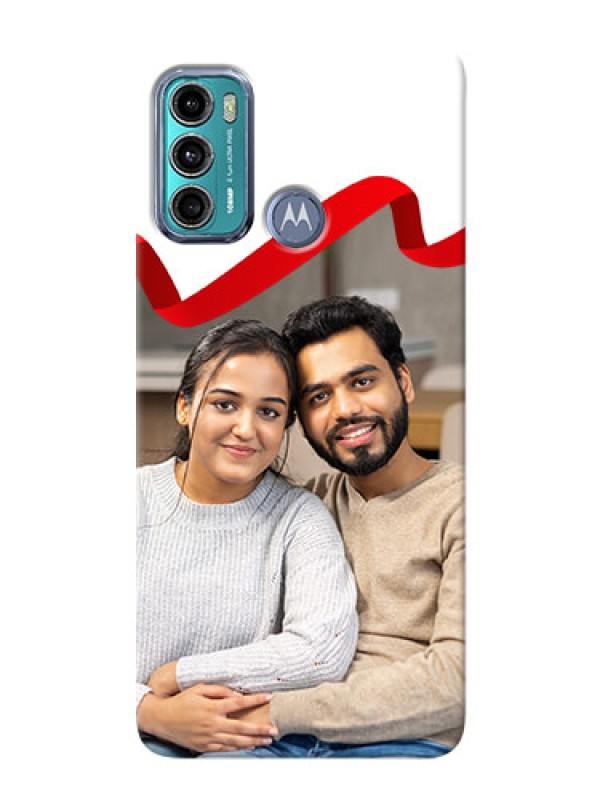 Custom Moto G60 custom phone cases: Red Ribbon Frame Design