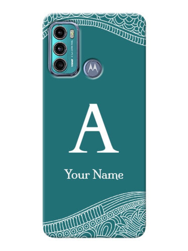 Custom Moto G60 Mobile Back Covers: line art pattern with custom name Design