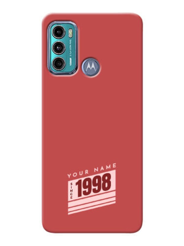 Custom Moto G60 Phone Back Covers: Red custom year of birth Design