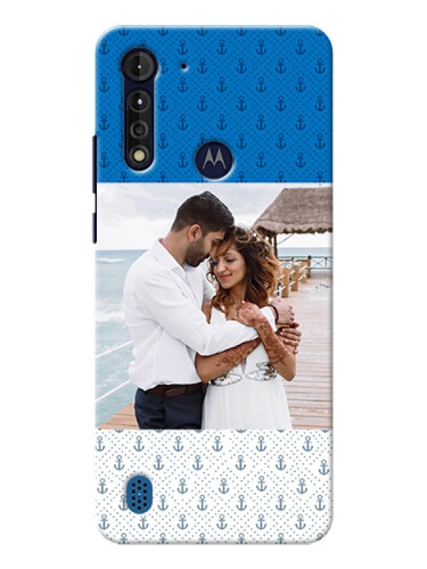 Custom Moto G8 Power Lite Mobile Phone Covers: Blue Anchors Design