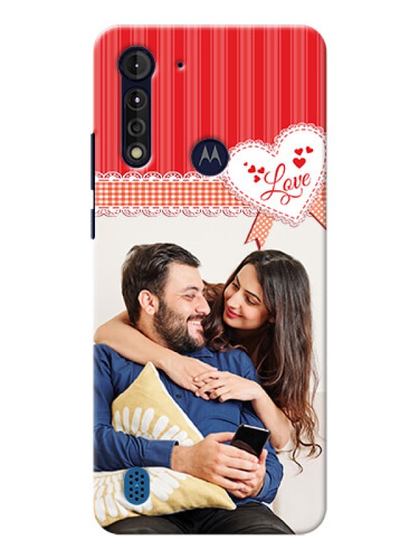 Custom Moto G8 Power Lite phone cases online: Red Love Pattern Design