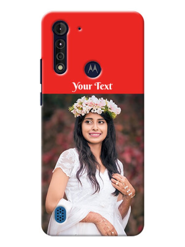 Custom Moto G8 Power Lite Personalised mobile covers: Simple Red Color Design