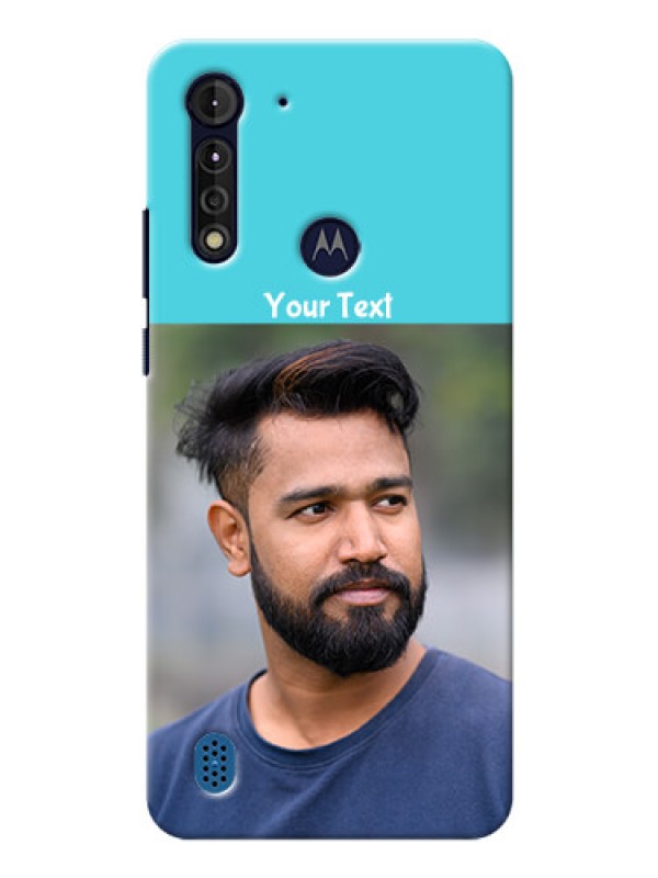 Custom Moto G8 Power Lite Personalized Mobile Covers: Simple Blue Color Design