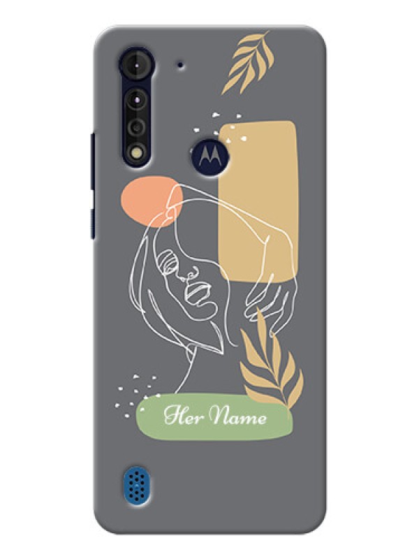 Custom Moto G8 Power Lite Phone Back Covers: Gazing Woman line art Design