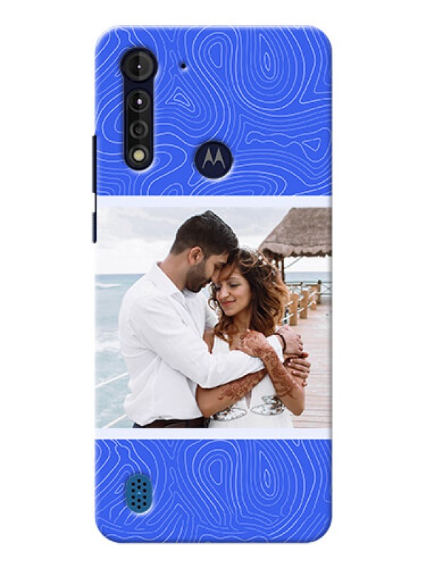 Custom Moto G8 Power Lite Mobile Back Covers: Curved line art with blue and white Design