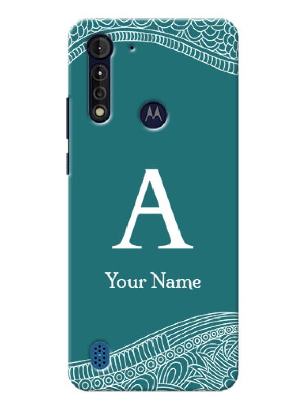 Custom Moto G8 Power Lite Mobile Back Covers: line art pattern with custom name Design