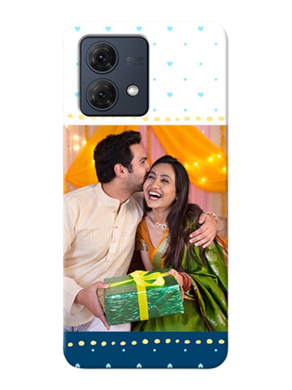 Custom Motorola Moto G84 5G Custom Hard Phone Case - White And Blue Abstract Design