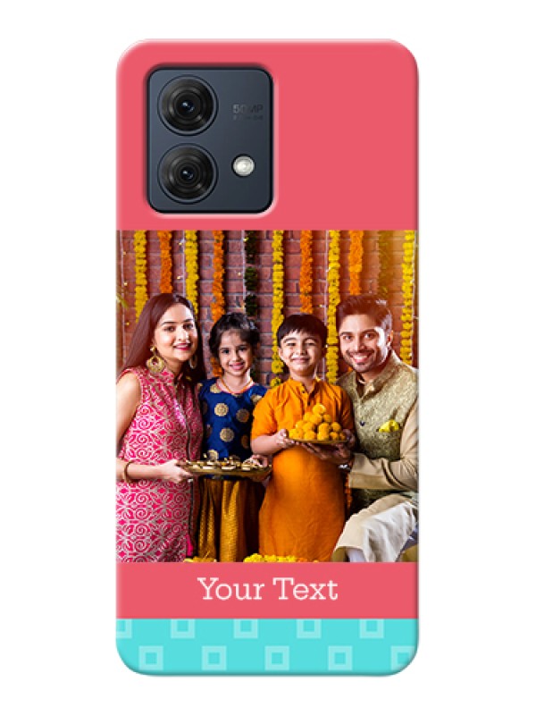 Custom Motorola Moto G84 5G Custom Hard Phone Case - Peach & Blue Color Design