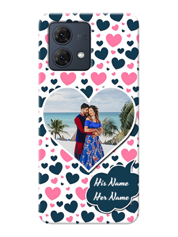 Custom Motorola Moto G84 5G Custom Hard Phone Case - Pink & Blue Heart Design