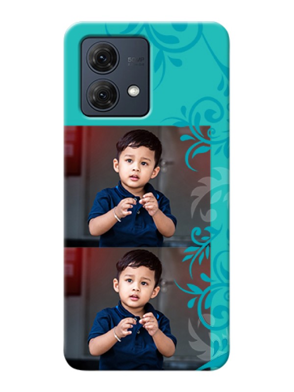 Custom Motorola Moto G84 5G Custom Hard Phone Case - With Photo And Green Floral Design