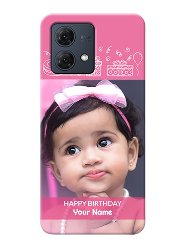 Custom Motorola Moto G84 5G Custom Hard Phone Case - With Birthday Line Art Design