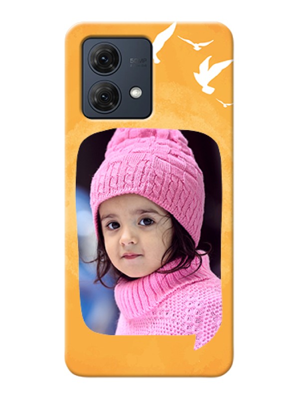 Custom Motorola Moto G84 5G Custom Hard Phone Case - Water Color Design With Bird Icons