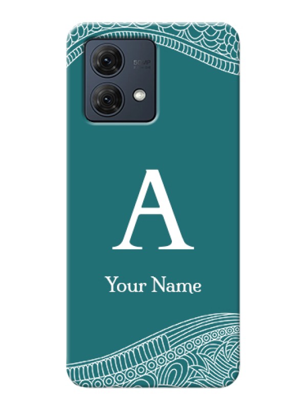 Custom Motorola Moto G84 5G Custom Hard Phone Case - Line Art Pattern With Custom Name Design