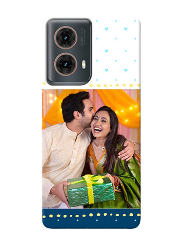 Custom Moto G85 5G Phone Covers: White and Blue Abstract Design