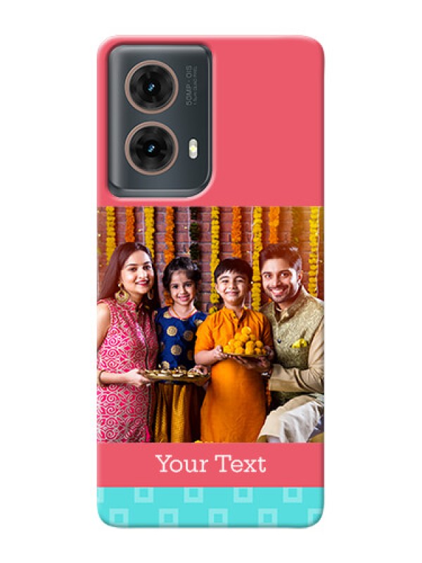 Custom Moto G85 5G Mobile Back Covers: Peach And Blue Color Design