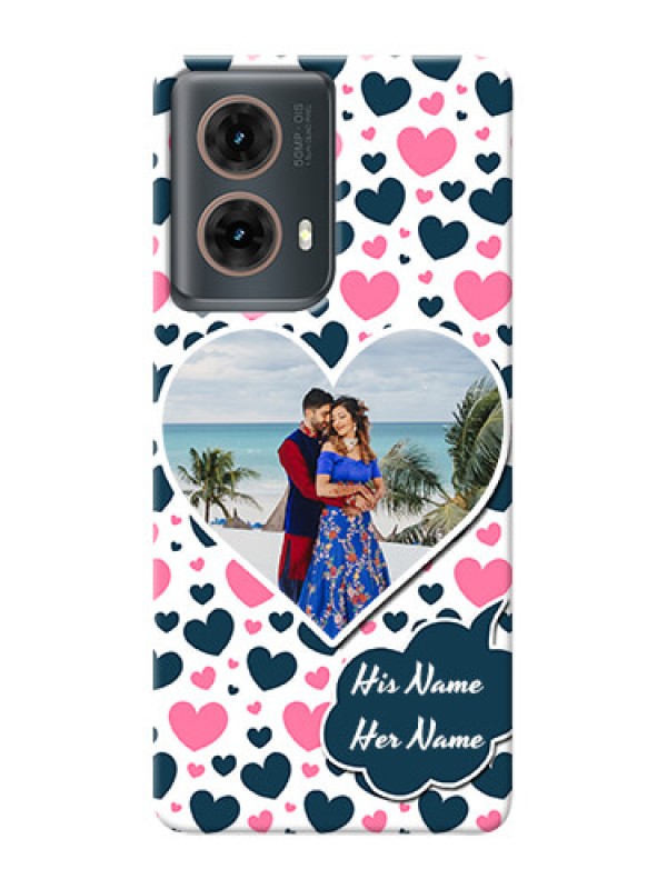 Custom Moto G85 5G Mobile Covers Online: Pink And Blue Heart Design