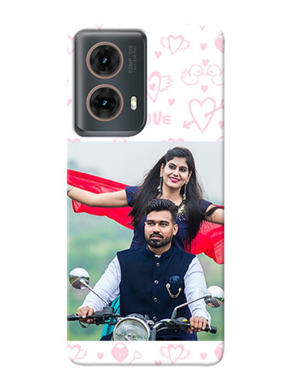 Custom Moto G85 5G personalized phone covers: Pink Flying Heart Design