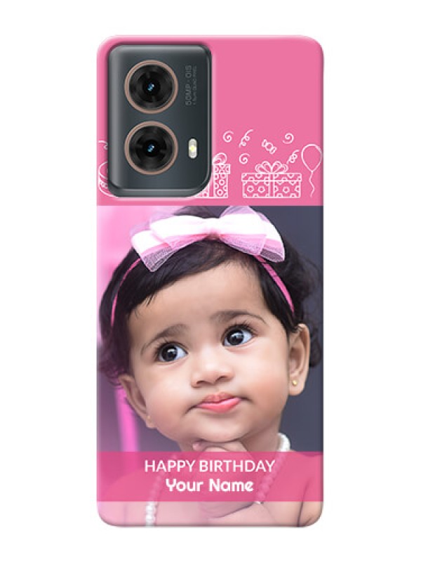 Custom Moto G85 5G Custom Mobile Cover with Birthday Line Art Design