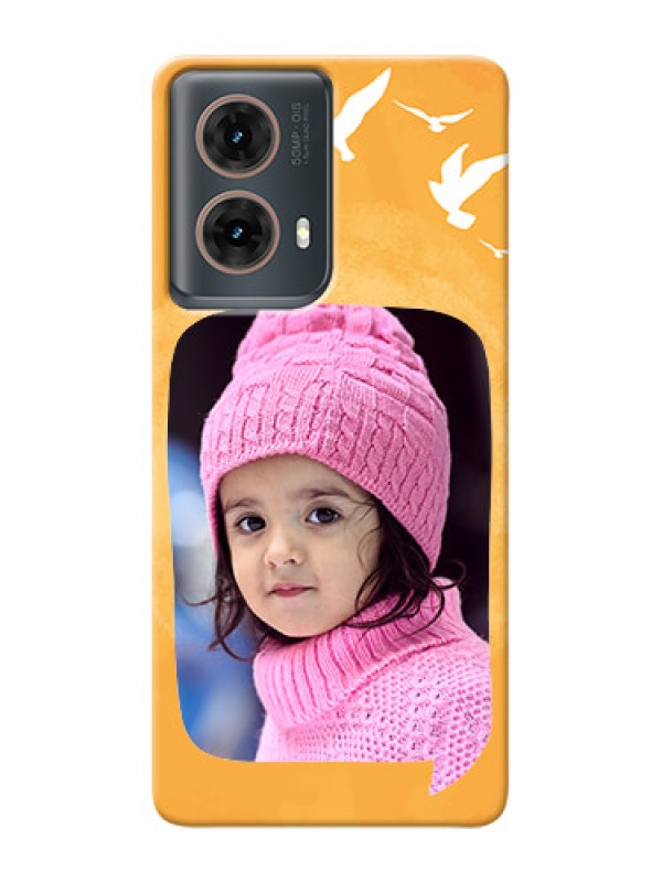 Custom Moto G85 5G Phone Covers: Water Color Design with Bird Icons