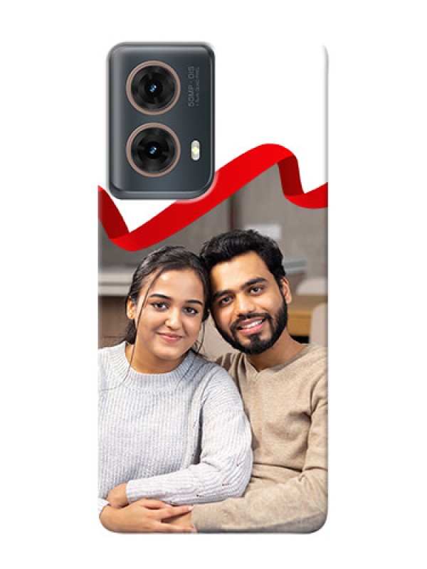 Custom Moto G85 5G custom phone cases: Red Ribbon Frame Design