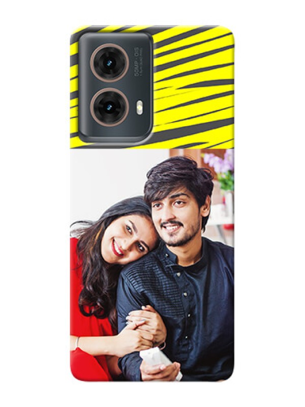 Custom Moto G85 5G Personalised mobile covers: Yellow Abstract Design