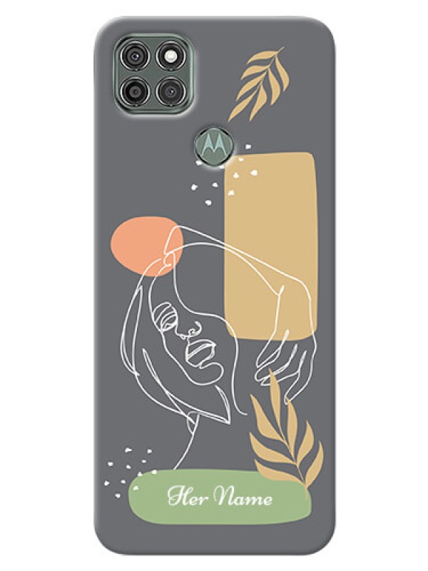Custom Moto G9 Power Phone Back Covers: Gazing Woman line art Design