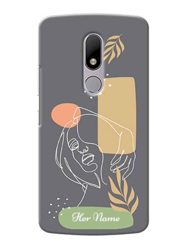 Custom Moto M Phone Back Covers: Gazing Woman line art Design