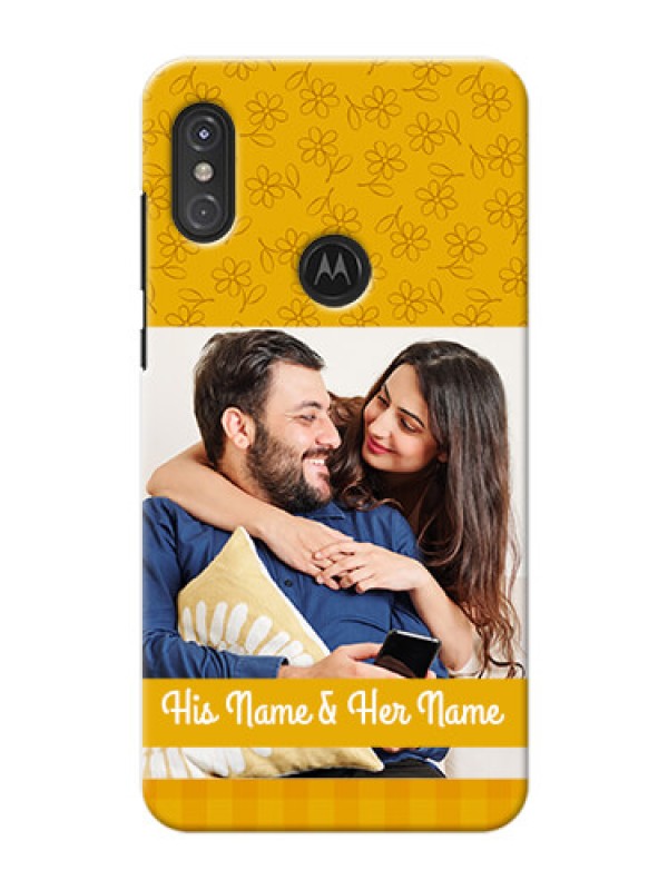Custom Motorola One Power mobile phone covers: Yellow Floral Design
