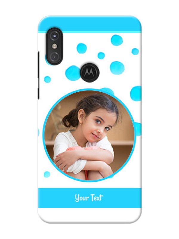 Custom Motorola One Power Custom Phone Covers: Blue Bubbles Pattern Design