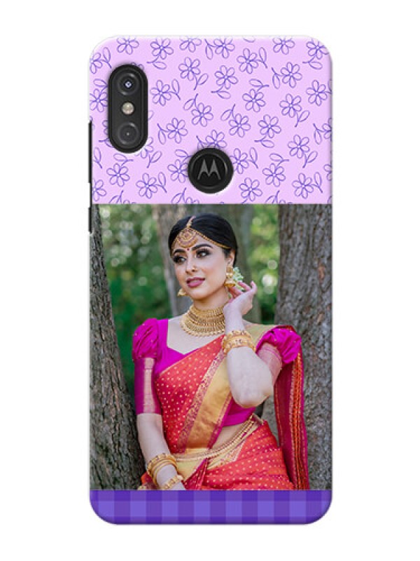 Custom Motorola One Power Mobile Cases: Purple Floral Design