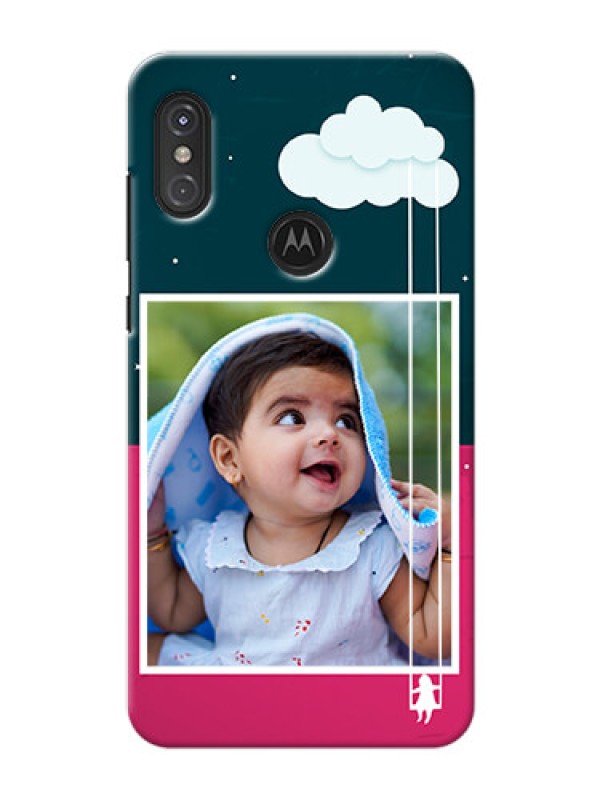 Custom Motorola One Power custom phone covers: Cute Girl with Cloud Design