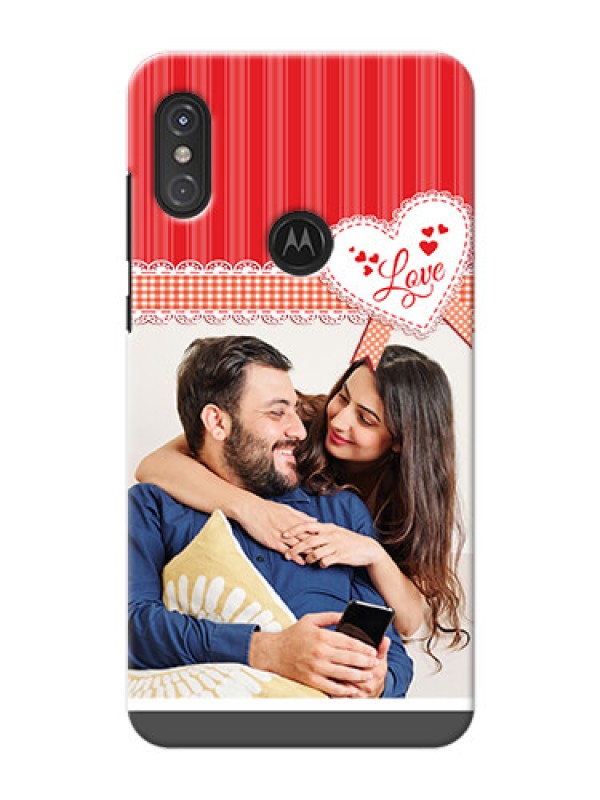 Custom Motorola One Power phone cases online: Red Love Pattern Design