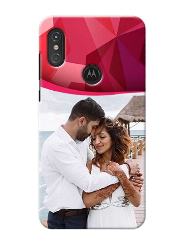 Custom Motorola One Power custom mobile back covers: Red Abstract Design
