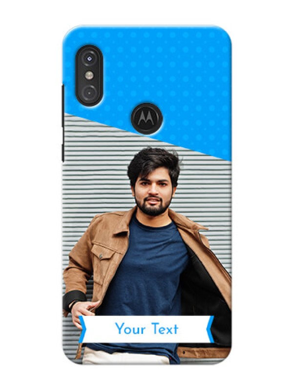 Custom Motorola One Power Personalized Mobile Covers: Simple Blue Color Design