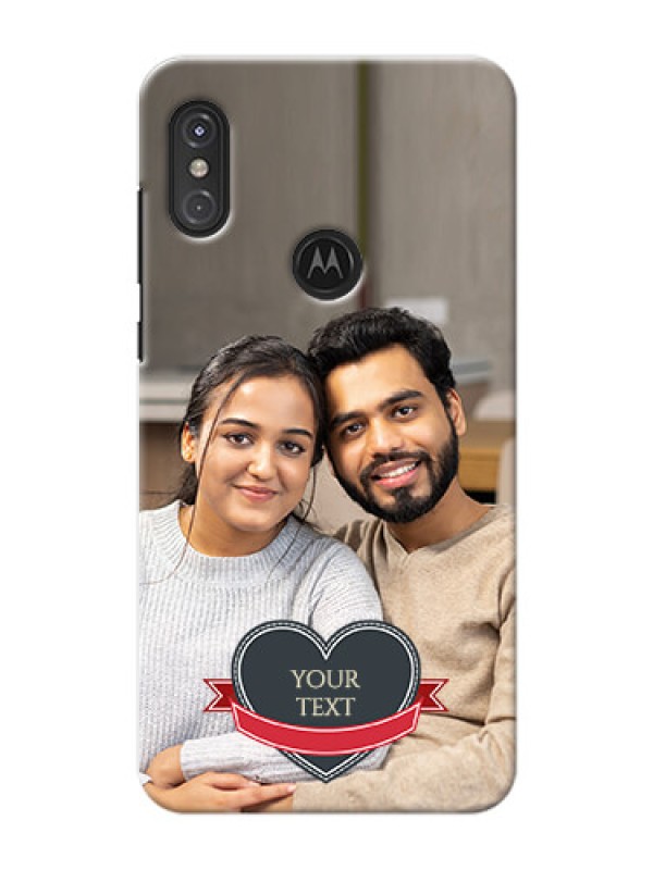 Custom Motorola One Power mobile back covers online: Just Married Couple Design