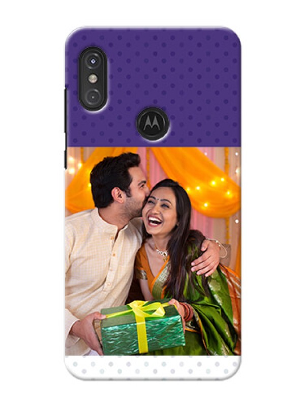 Custom Motorola One Power mobile phone cases: Violet Pattern Design