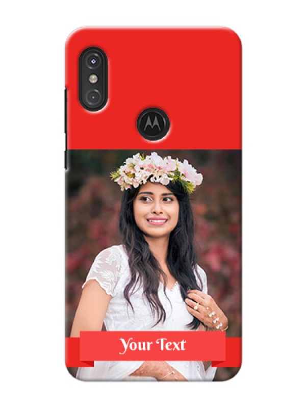 Custom Motorola One Power Personalised mobile covers: Simple Red Color Design