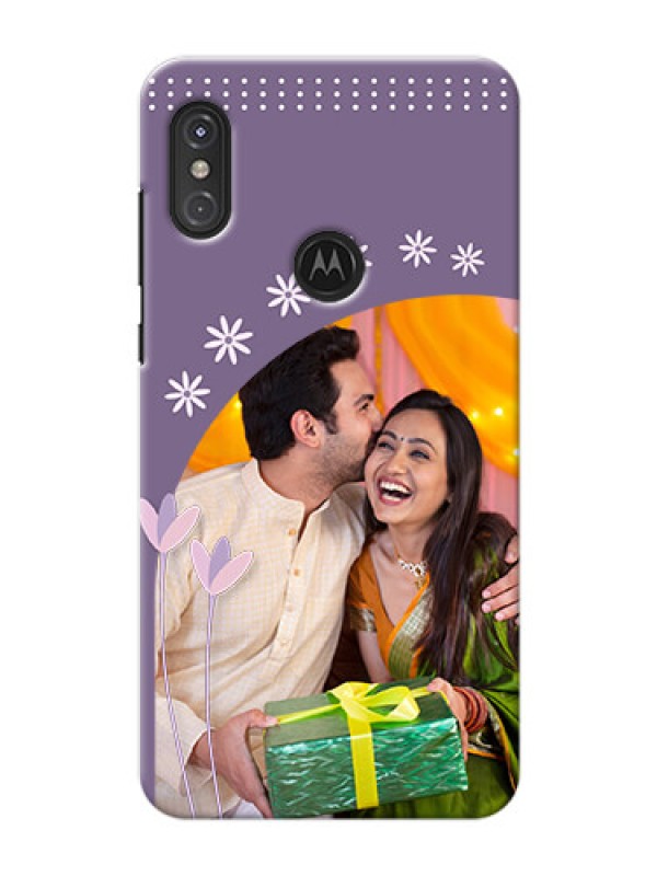 Custom Motorola One Power Phone covers for girls: lavender flowers design 
