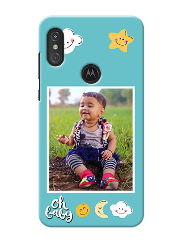 Custom Motorola One Power Personalised Phone Cases: Smiley Kids Stars Design
