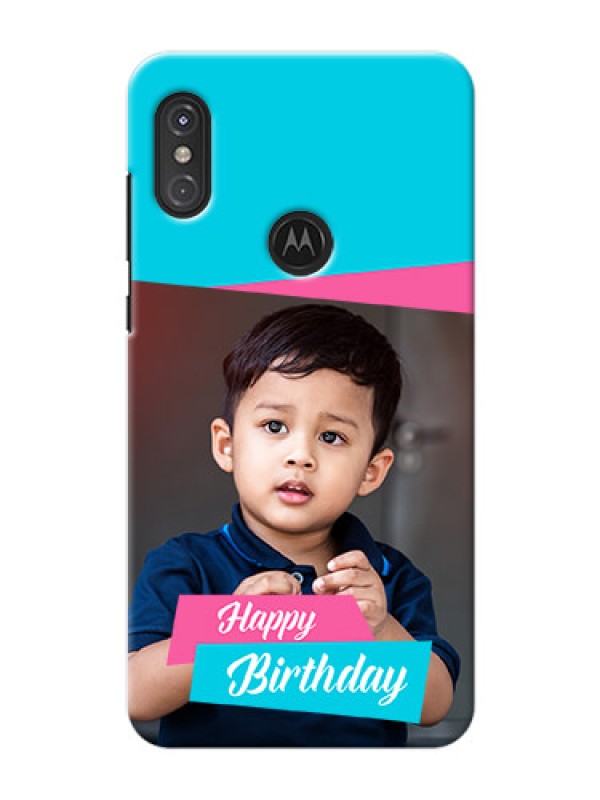 Custom Motorola One Power Mobile Covers: Image Holder with 2 Color Design