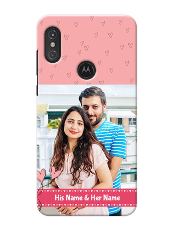 Custom Motorola One Power phone back covers: Love Design Peach Color