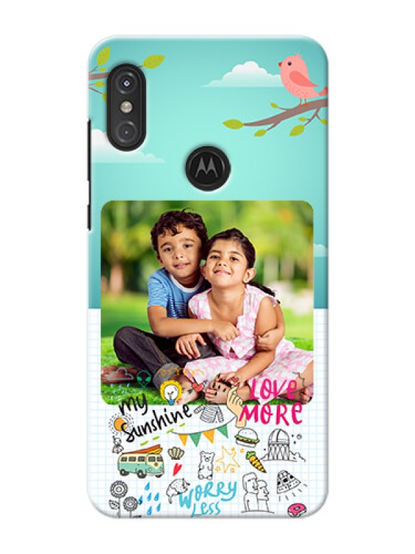 Custom Motorola One Power phone cases online: Doodle love Design