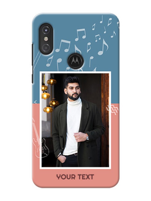Custom Motorola One Power Phone Back Covers with Color Musical Note Design
